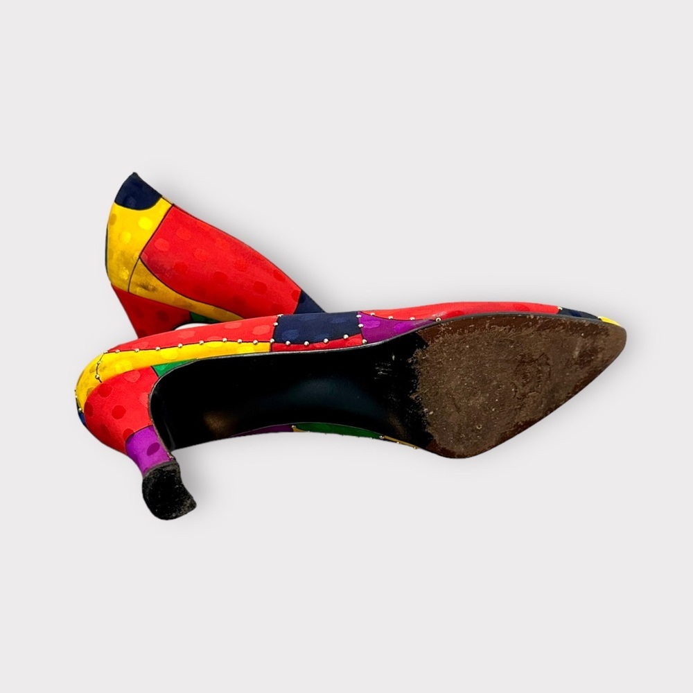Vintage 1980s Stuart Weitzman for Mr.Seymour Colour Blocking Pumps - Picture 4 of 7